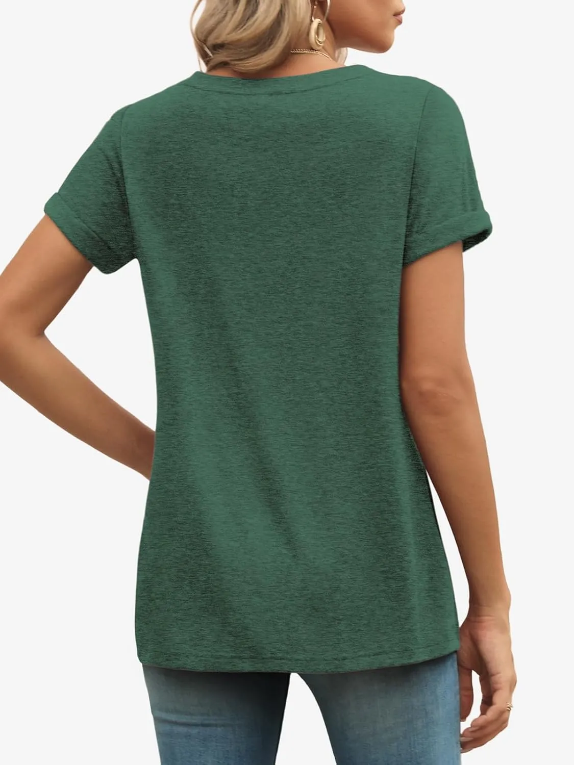 ATHMILE T Shirts Short Sleeve V Neck Tees for Women Fashion Tops Trendy Lightweight Casual Summer Outfits Clothes 2025 Beach
