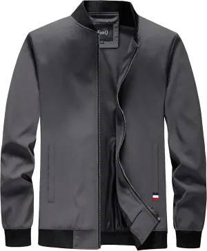 FoxQ Men's Bomber Jacket Lightweight, Slim Fit Sportswear Daily Casual Style with a Sporty Edge