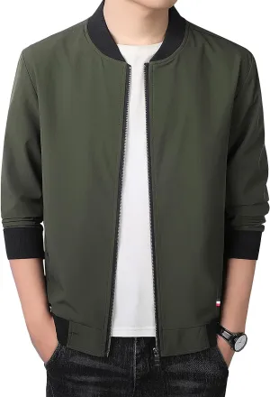 FoxQ Men's Bomber Jacket Lightweight, Slim Fit Sportswear Daily Casual Style with a Sporty Edge