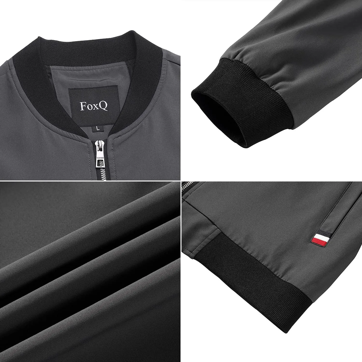 FoxQ Men's Bomber Jacket Lightweight, Slim Fit Sportswear Daily Casual Style with a Sporty Edge