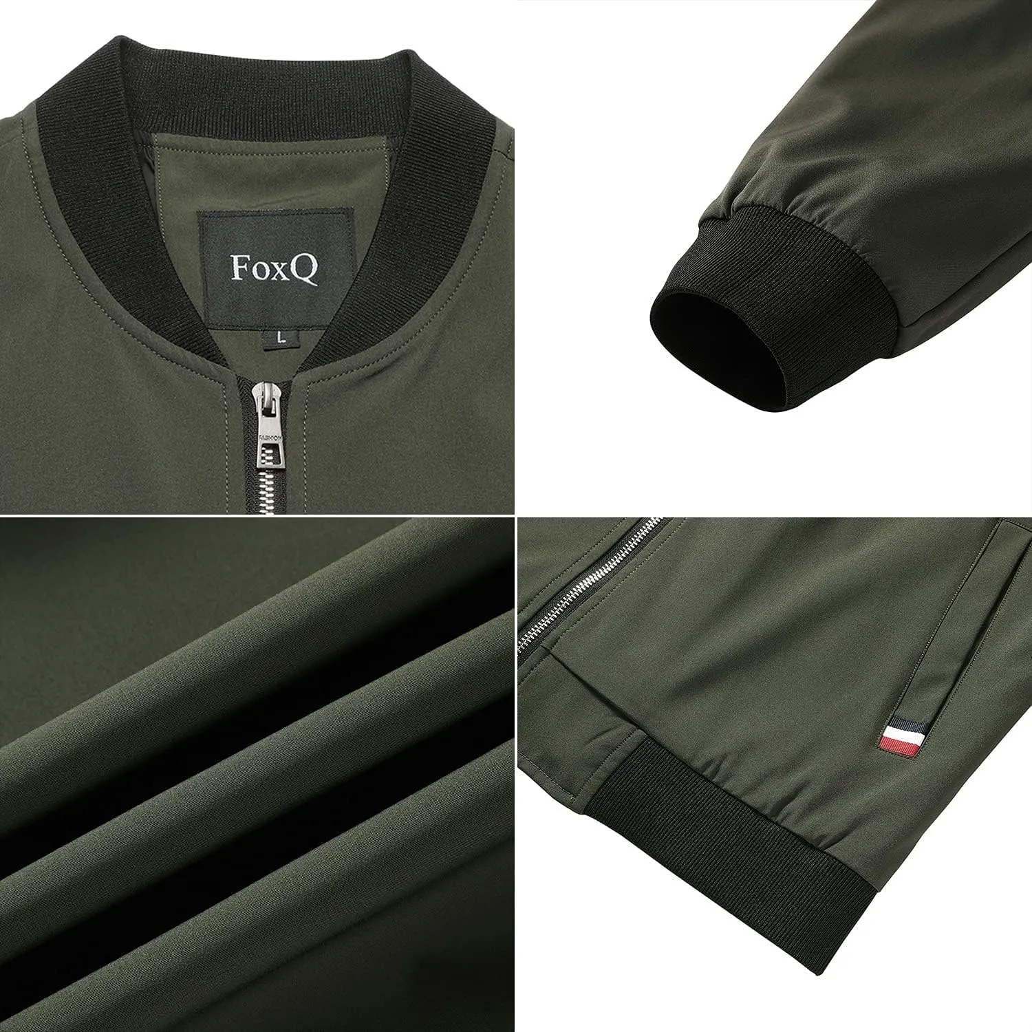 FoxQ Men's Bomber Jacket Lightweight, Slim Fit Sportswear Daily Casual Style with a Sporty Edge