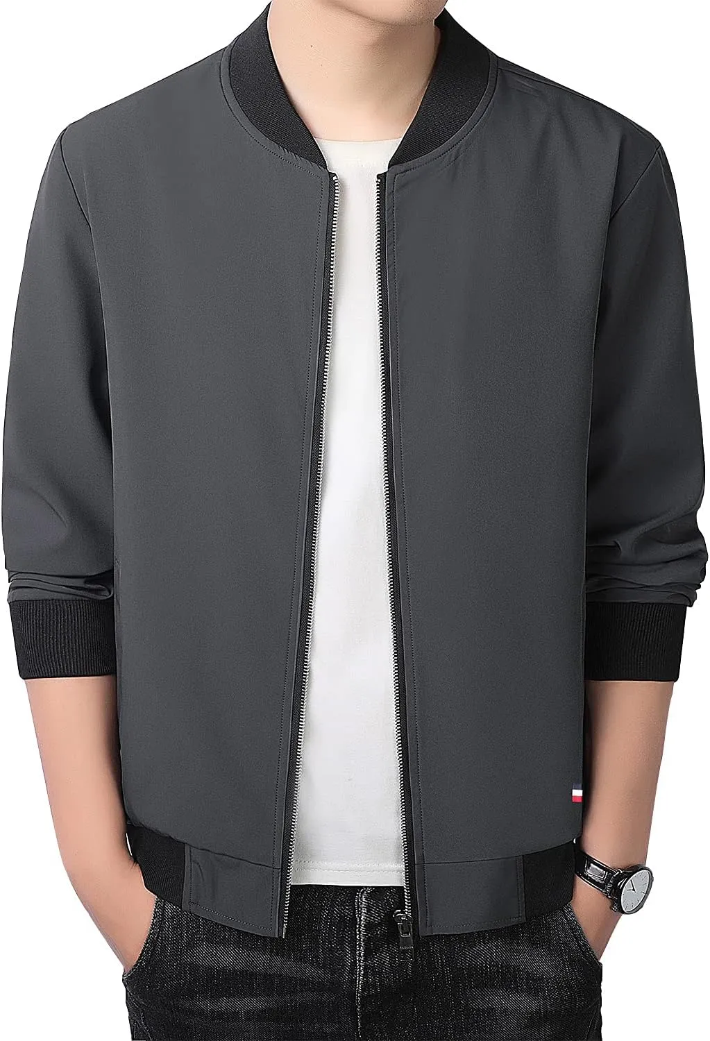 FoxQ Men's Bomber Jacket Lightweight, Slim Fit Sportswear Daily Casual Style with a Sporty Edge