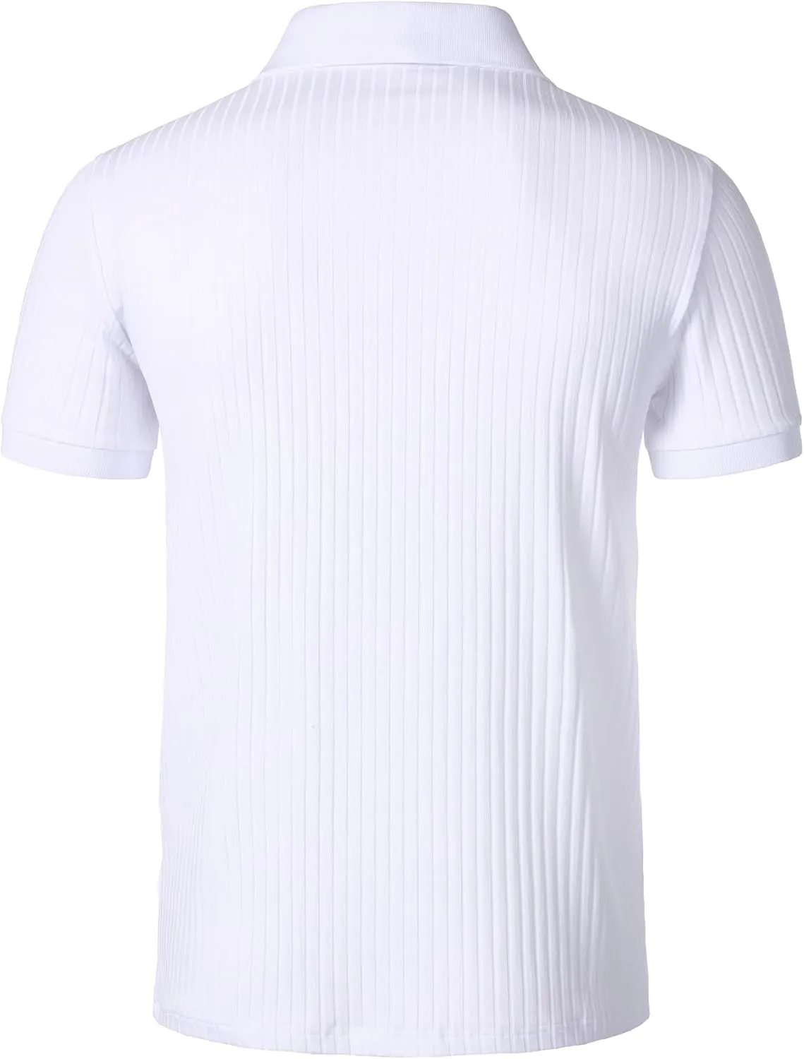 Men's Stretch Knit Slim Fit Polo Shirts Casual Short Sleeve Ribbed Collar Muscle Golf Shirt