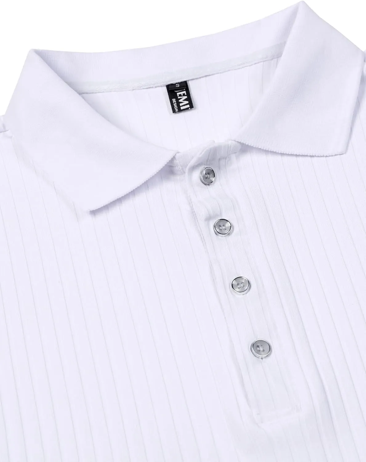 Men's Stretch Knit Slim Fit Polo Shirts Casual Short Sleeve Ribbed Collar Muscle Golf Shirt