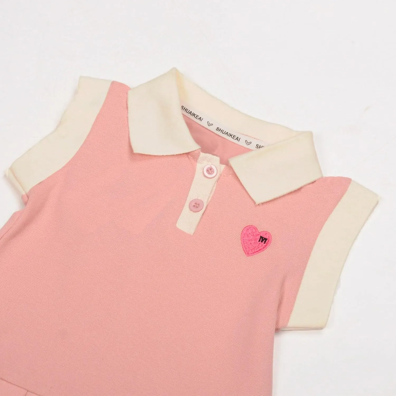 Toddler Baby Girls Polo Dress Cherry Embroidered Short Sleeve Pleated Tennis Dress A-Line Playwear Sundress