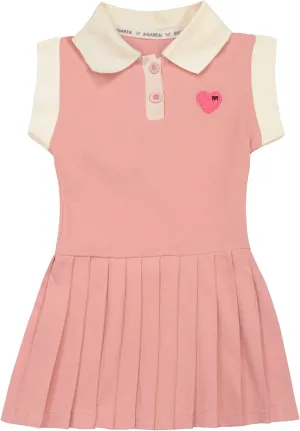 Toddler Baby Girls Polo Dress Cherry Embroidered Short Sleeve Pleated Tennis Dress A-Line Playwear Sundress