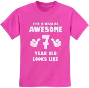 Tstars 7th Birthday Shirt Boy Girl Gifts This is What an Awesome 7 Year Old Looks Like Youth Kids T-Shirt