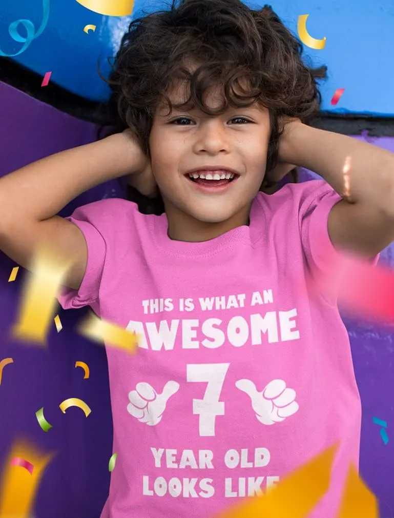 Tstars 7th Birthday Shirt Boy Girl Gifts This is What an Awesome 7 Year Old Looks Like Youth Kids T-Shirt