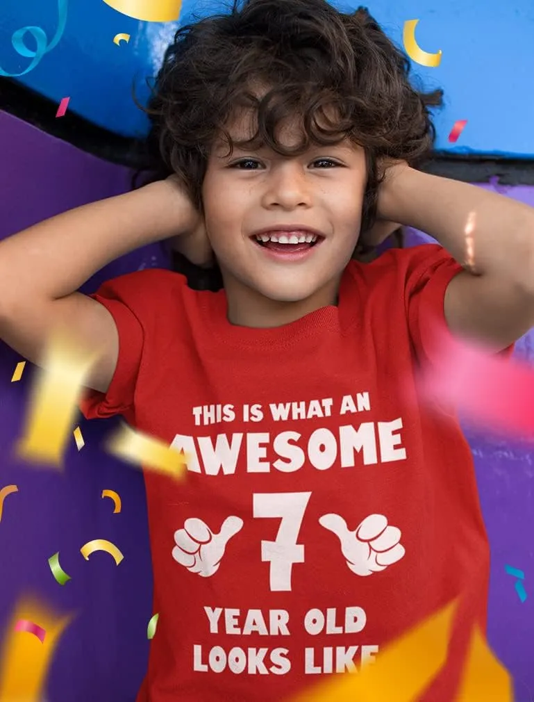 Tstars 7th Birthday Shirt Boy Girl Gifts This is What an Awesome 7 Year Old Looks Like Youth Kids T-Shirt
