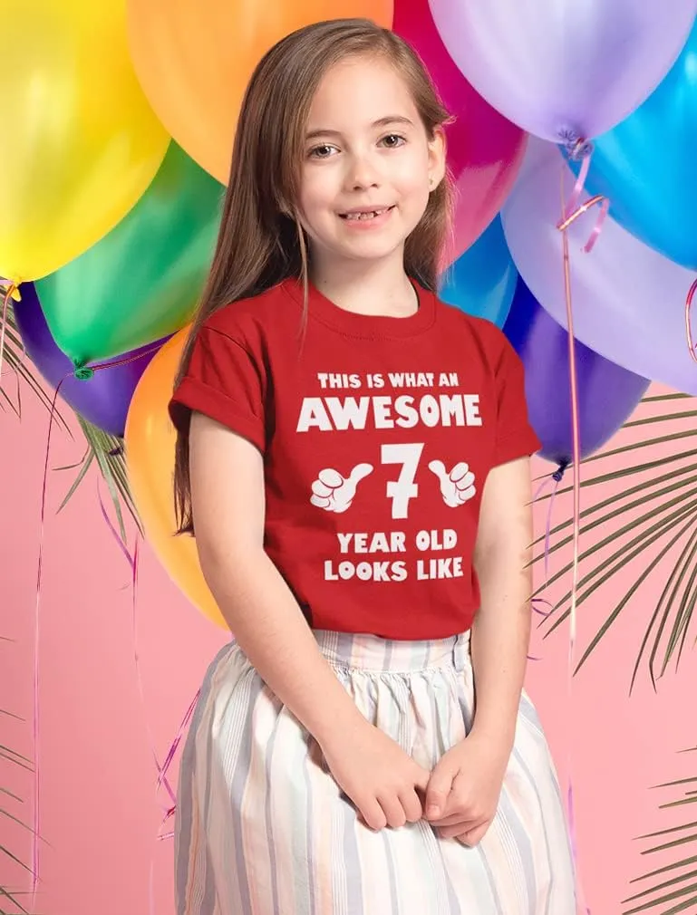 Tstars 7th Birthday Shirt Boy Girl Gifts This is What an Awesome 7 Year Old Looks Like Youth Kids T-Shirt