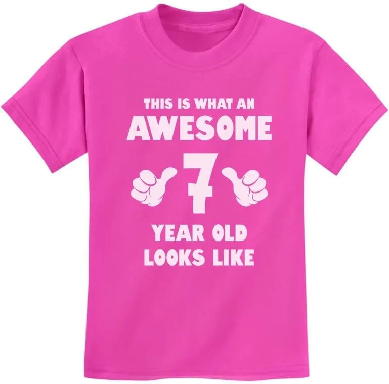 Tstars 7th Birthday Shirt Boy Girl Gifts This is What an Awesome 7 Year Old Looks Like Youth Kids T-Shirt