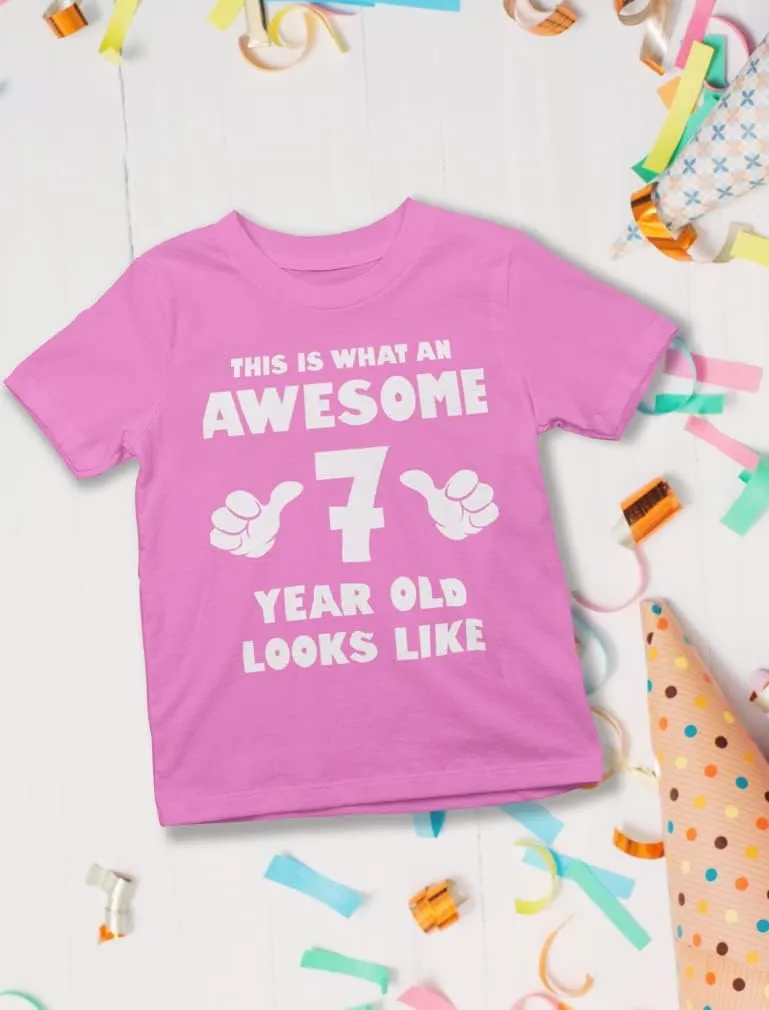 Tstars 7th Birthday Shirt Boy Girl Gifts This is What an Awesome 7 Year Old Looks Like Youth Kids T-Shirt
