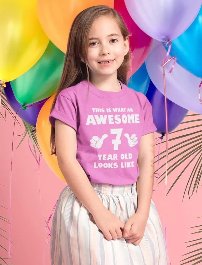 Tstars 7th Birthday Shirt Boy Girl Gifts This is What an Awesome 7 Year Old Looks Like Youth Kids T-Shirt