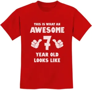 Tstars 7th Birthday Shirt Boy Girl Gifts This is What an Awesome 7 Year Old Looks Like Youth Kids T-Shirt